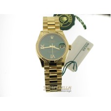 Rolex Datejust 31 ref. 278278-0004 oro giallo 18kt Malachite 6/9 diamanti President nuovo